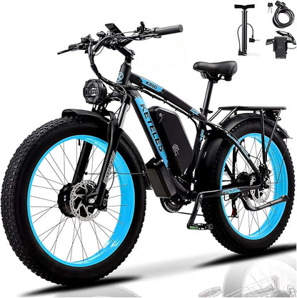 KETELES Electric Bike for Adults, Peak 4000W Dual Motor Ebike��26" Fat Tire Electric Mountain bike,  48V 23AH Removable Battery UL 2849.