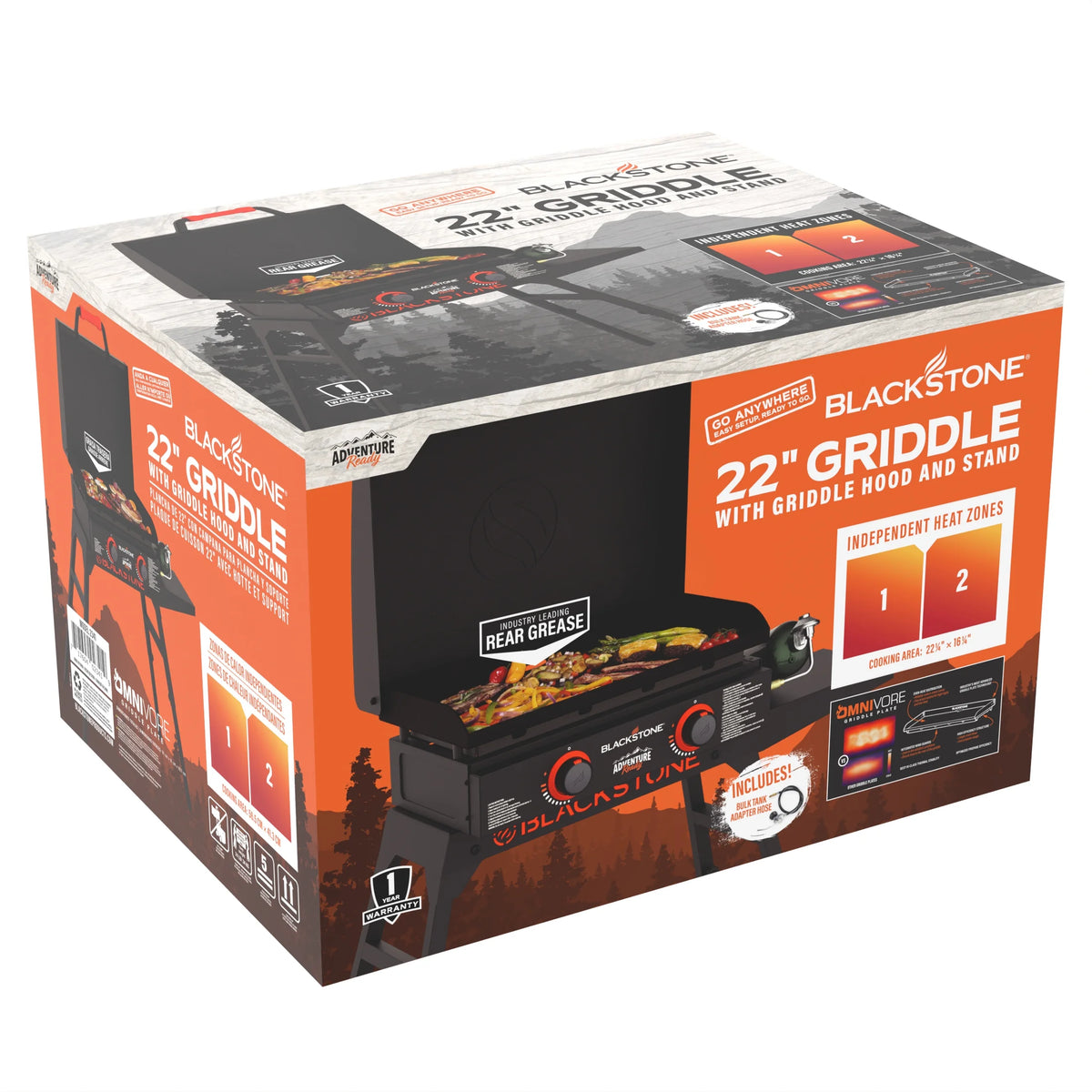Blackstone Adventure Ready 2-Burner 22" Propane Omnivore Griddle with Stand and Adapter Hose