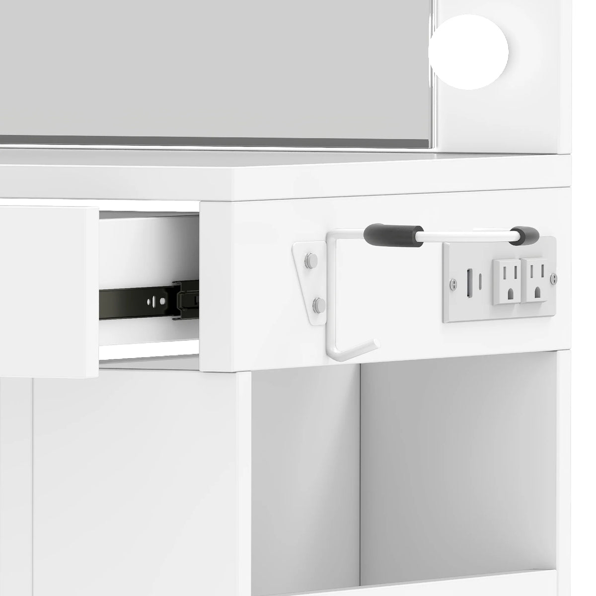 Uforic Makeup Vanity Desk with Mirror & Lights, Vanity Desk with 4 Drawers & Storage Shelves - White