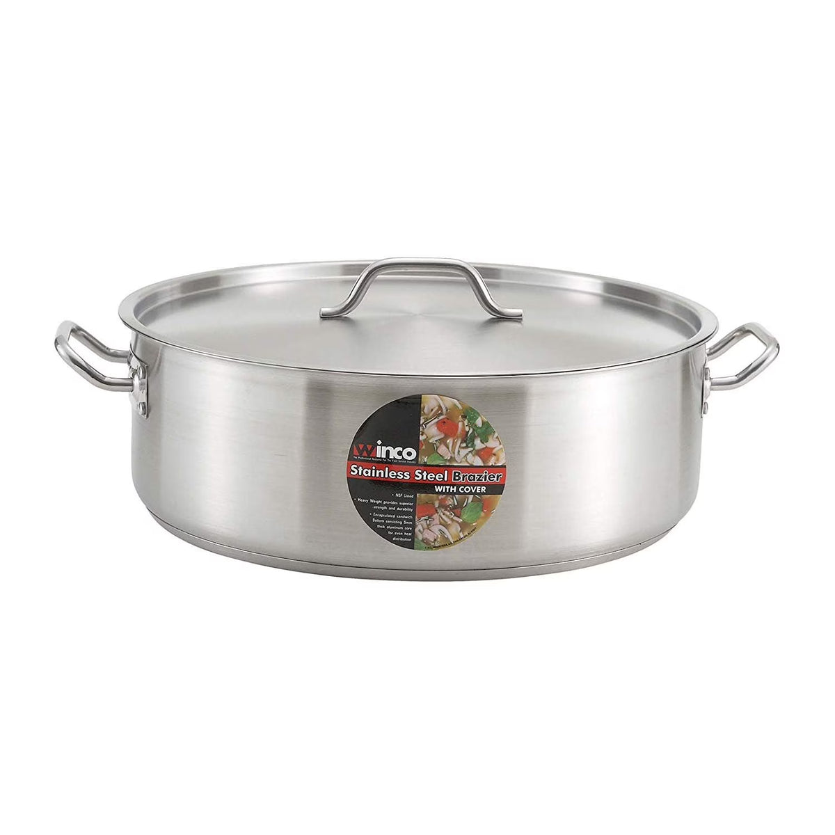 Winware by Winco Brazier With Cover, Stainless Steel 20 Quart