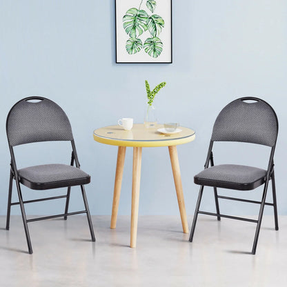 Costway Set of 6 Folding Chairs Fabric Upholstered Padded Seat Metal Frame Home Office Beige