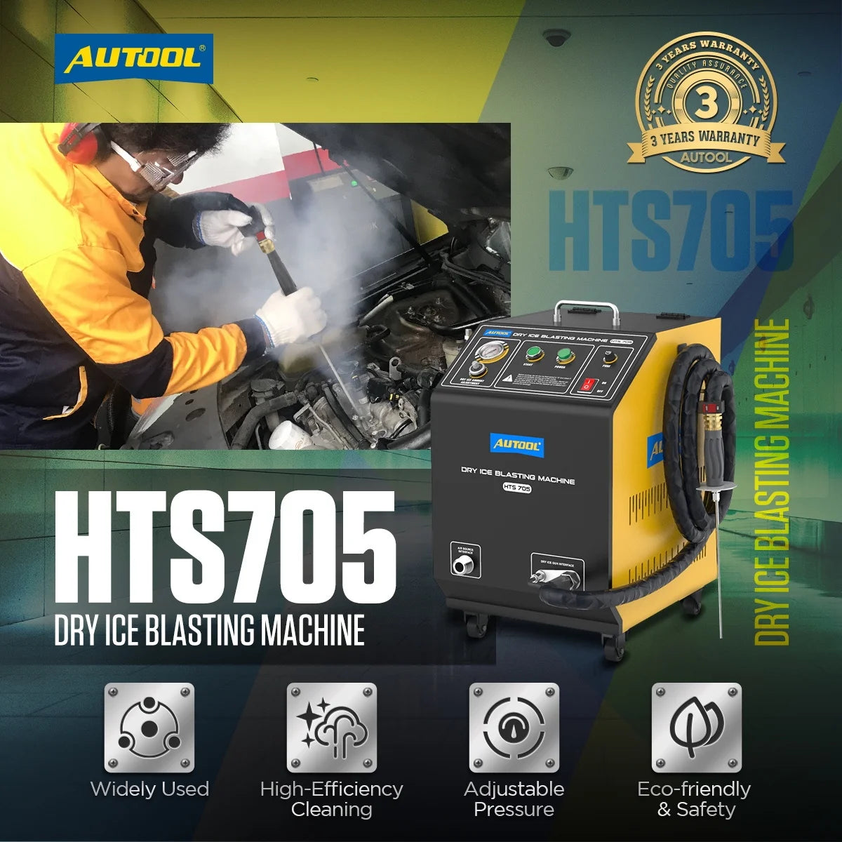 AUTOOL HTS558 Walnut Sand Carbon Deposition Clean Machine Walnut Shell Media Powder Sandblasting Machine Automotive Engine Intake Pipe Valve De-Carbon Cleaning Machine for Rust Grime Paint Removing
