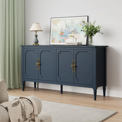 May in Color Console Cabinet, 58'' Wood Sideboard Buffet Cabinet with Storage & 4 Doors, Mid Century Modern Pantry Cabinet for Entryway, Living Room, Bedroom, Dining Room, Green