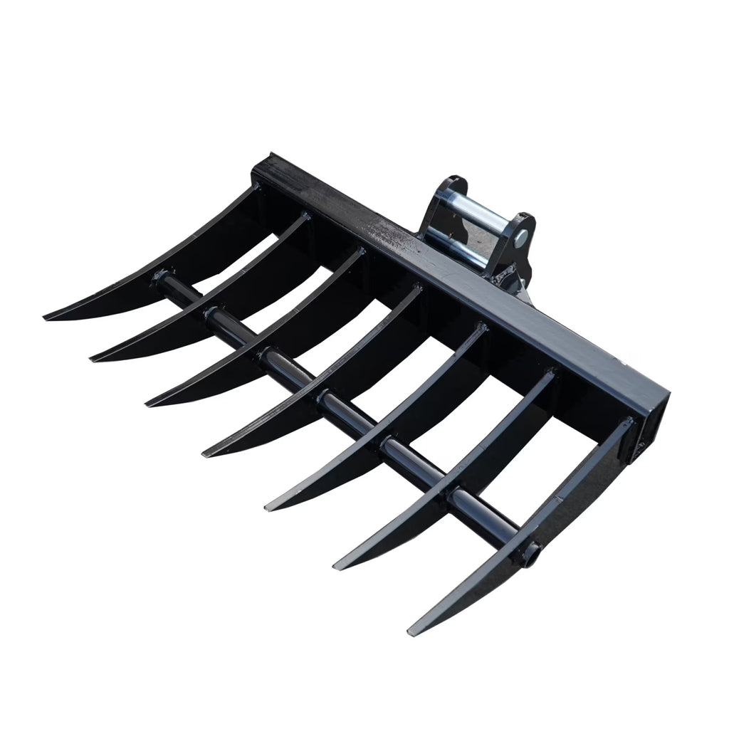 MachPro Mini Excavator Rake, 31'' Mini Excavator Attachments, 9 Tooth Wide Backhoe Digger Accessories Rake Use for Land Clearing, Debris Removing