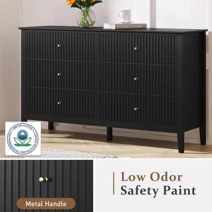 May Color Large White 3 Drawer Dresser Set of 2 with Fluted Panel, Modern Chest of Drawers with Silent Slide Drawers, Wood Accent Nightstand with Storage for Bedroom Living Room, Hallway
