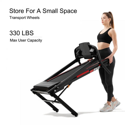 Foldable Electric Treadmill, 3.5HP Motorized Running Machine with 12 Perset Programs 300LBS Weight Capacity Walking Jogging Treadmill for Office Home Gym Workout with Incline