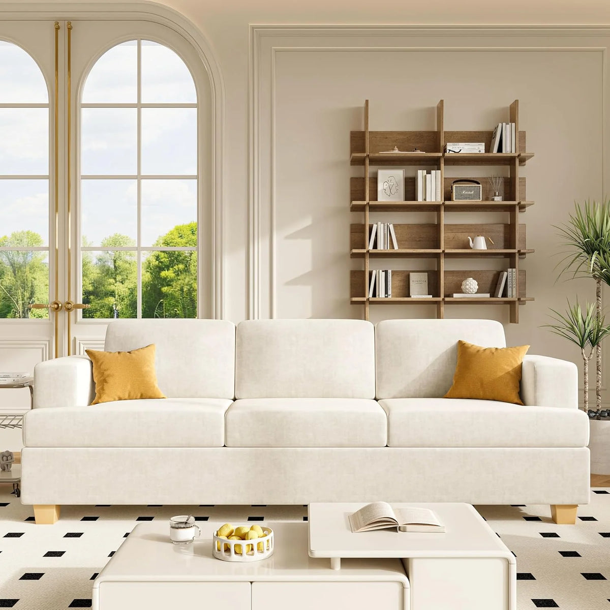 Techmilly Sofa,Comfort Modern Sofa,Extra Deep Seat,3 Seater,Living Room Apartment Lounge Sofa, Corduroy