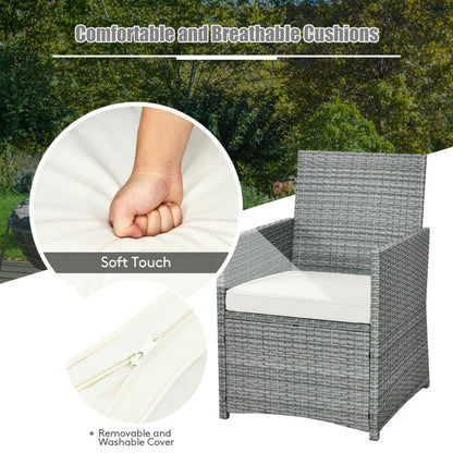 GVN Backyard Furniture Sets,Outdoor Furniture Sets,3 Pieces Patio Rattan Furniture Set with Cushioned Armrest Sofa-White