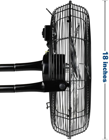 Simple Deluxe 18 inch 3-Speed High Velocity Heavy Duty Metal Industrial Floor Fans Quiet for Home Commercial, Black, 2 Pack