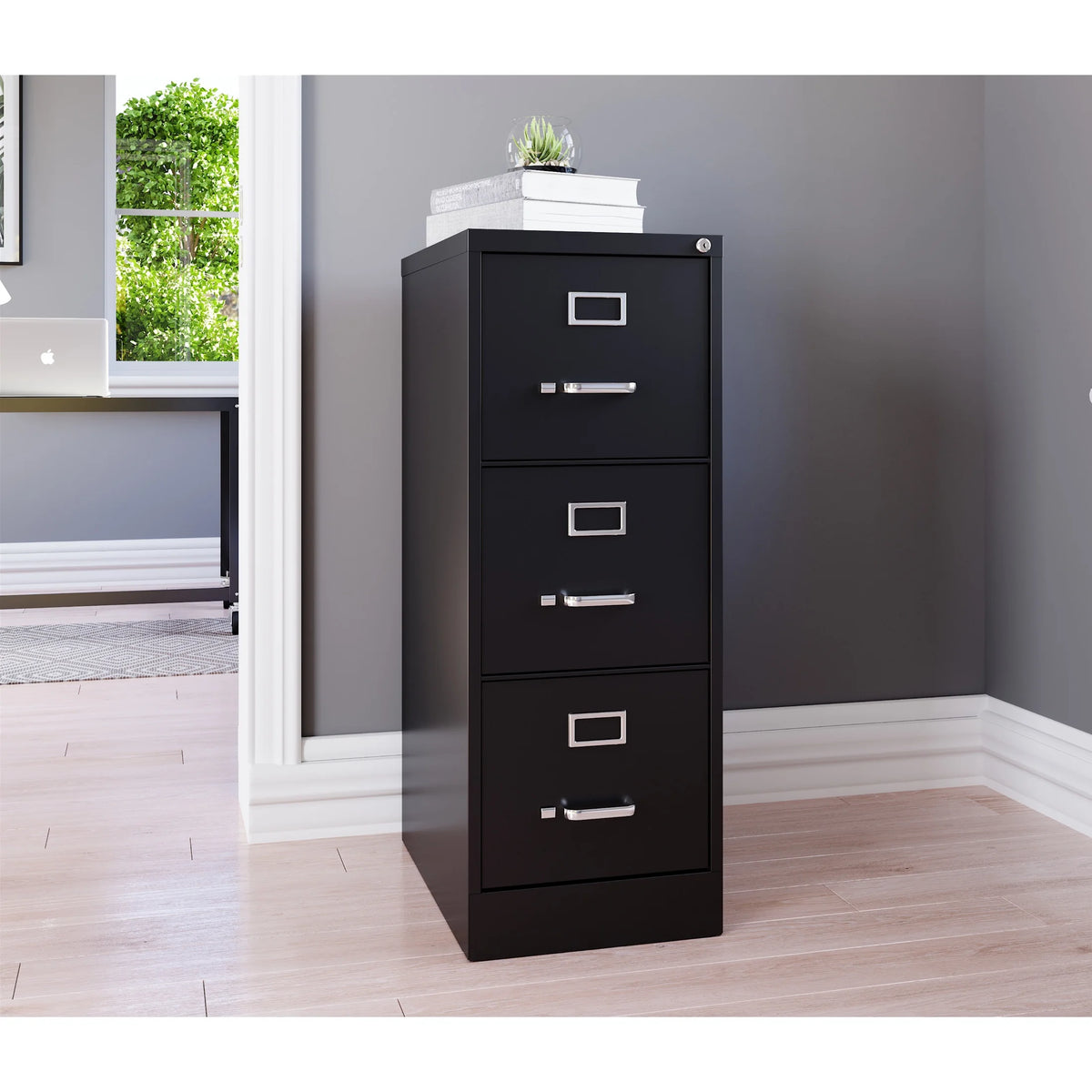 Hirsh 22" Deep 3 Drawer Letter Width Vertical File Cabinet, Commercial Grade, Gray