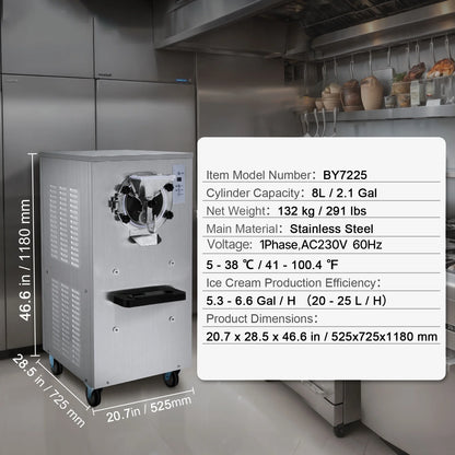 KFFKFF 20-25L/J Capacity Commercial Hard Farm Ice Cream Maker 1 Flavor Automatic Cleaning