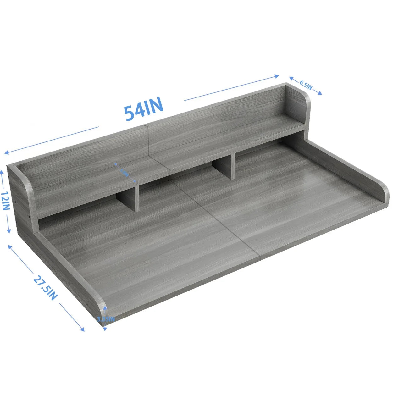 Wood 2-Tier Washer Dryer Countertop with Edge Rails, 54" W x 27.5" D Washer and Dryer Topper for Laundry Room Organization and Storage, Walnut