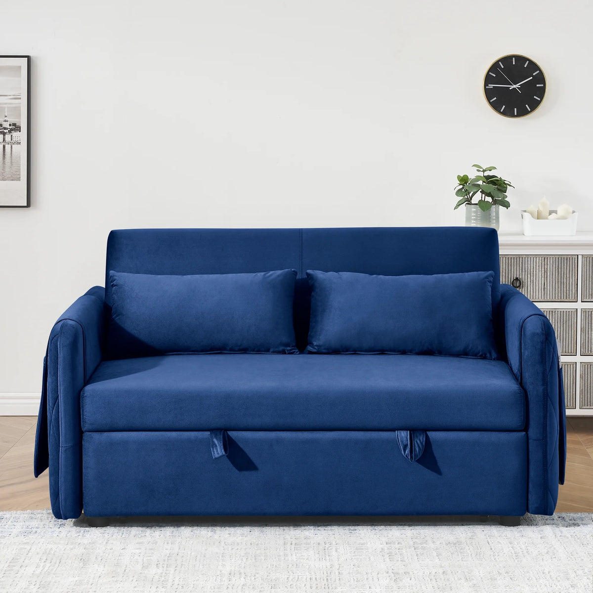 Convertible Sofa Bed,3 in 1 Sleeper Sofa with 2 Pillows and Adjustable Backrest for Living Room Office,Black