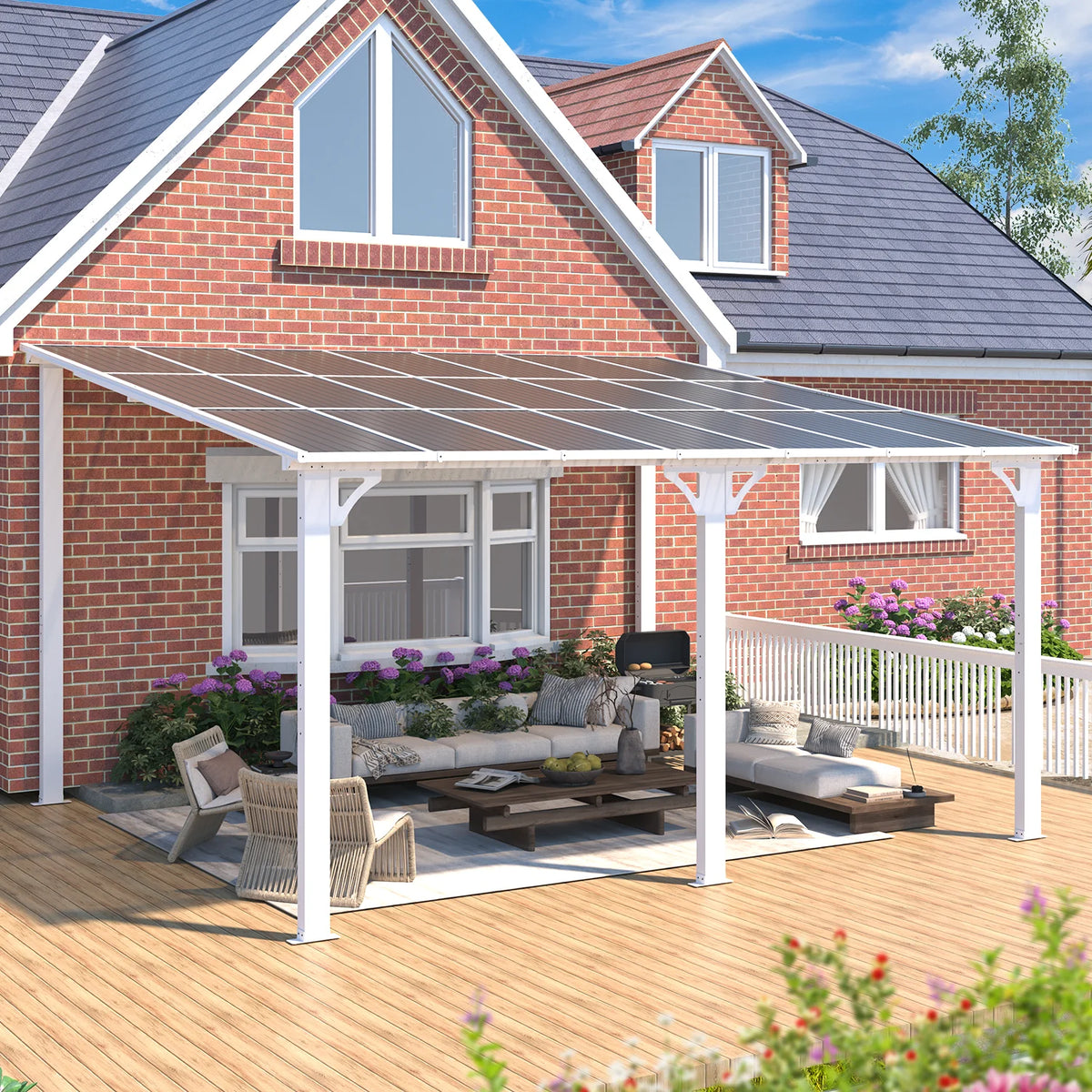AECOJOY 10' x 14' Hardtop Gazebo Outdoor Aluminum Pergola for Garden, Patio, Backyard-Gray