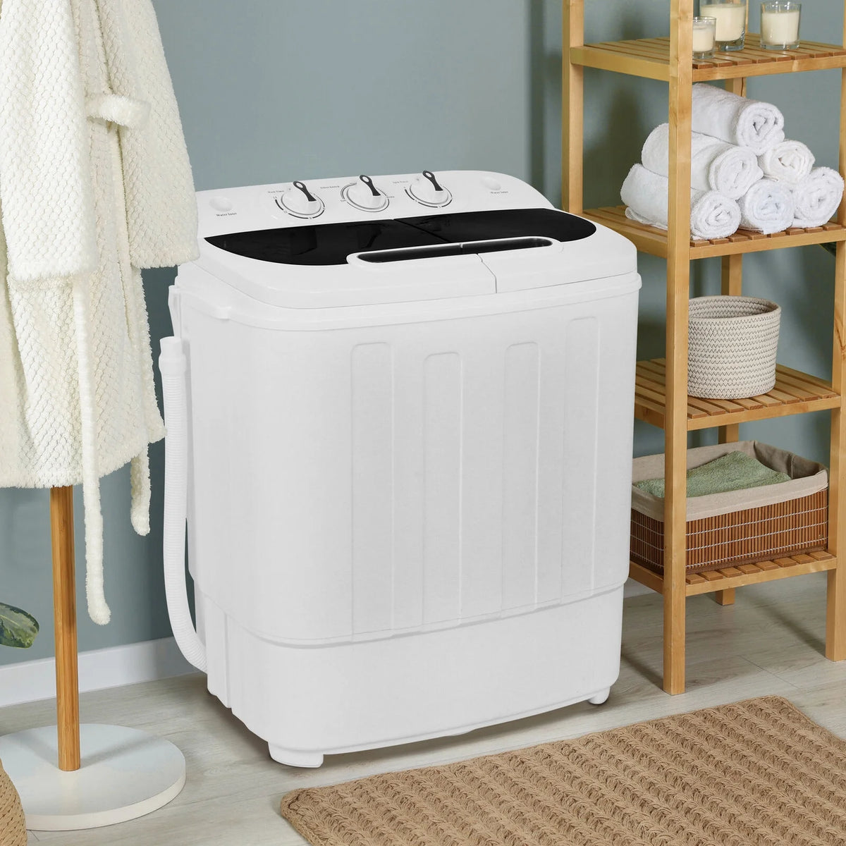 Compact Mini Twin Tub Washing Machine Portable 13lbs Laundry Washer and Dryer