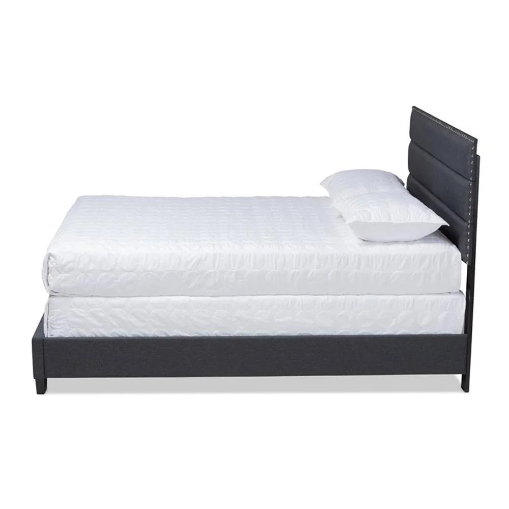Bowery Hill Modern Fabric Upholstered Full Size Bed in Dark Gray