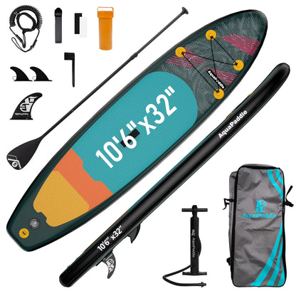 LNOW 10'6 Inflatable Stand Up Paddle Board  6' Thick SUP Paddle Board with Paddleboard Accessories Triple Action Pump