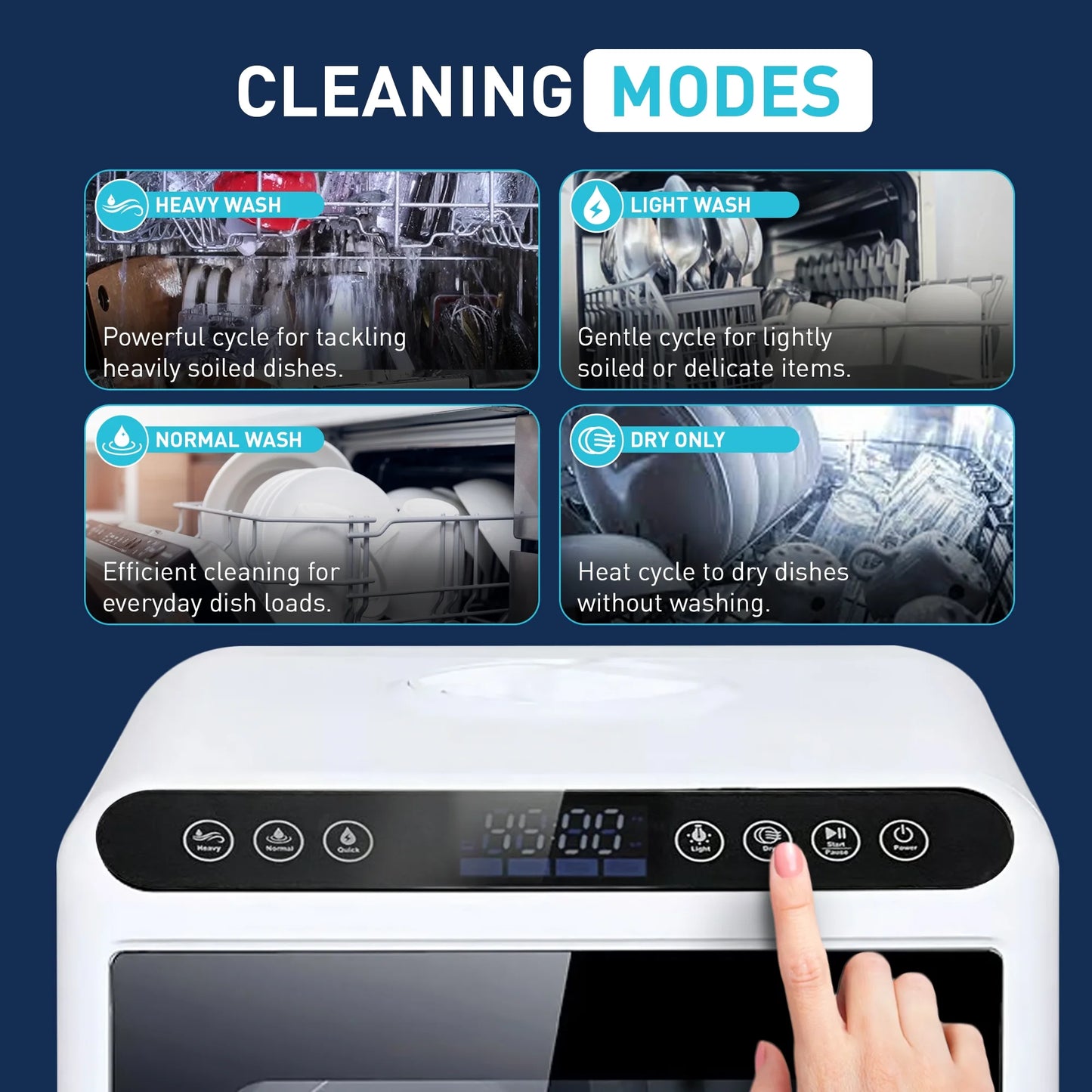 Portable Countertop Dishwasher with 4 Washing Programs and 360�� Dual Spray