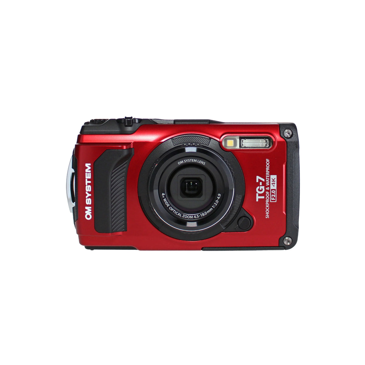 OM SYSTEM Tough TG-7 Red Underwater Camera, 44x Macro Shooting, 12MP, Float Strap, 64GB Card