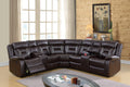 Living Room 3pcs Reclining Motion Sectional Sofa Gel Leatherette Loveseat Console Corner Wedge Dark Brown Cushion Couch