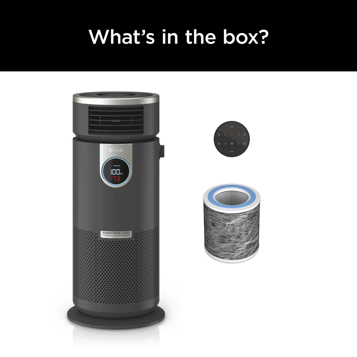 Open Box Shark - 3-in-1 Air Purifier, Heater & Fan with NanoSeal HEPA, Cleansense IQ, Odor Lock, for 500 Sq. Ft - Grey HC452