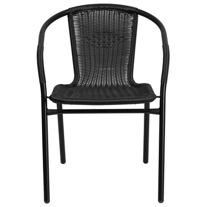 Emma + Oliver Indoor/Outdoor Stacking Rattan Restaurant Patio Chairs, Set of 2, Gray