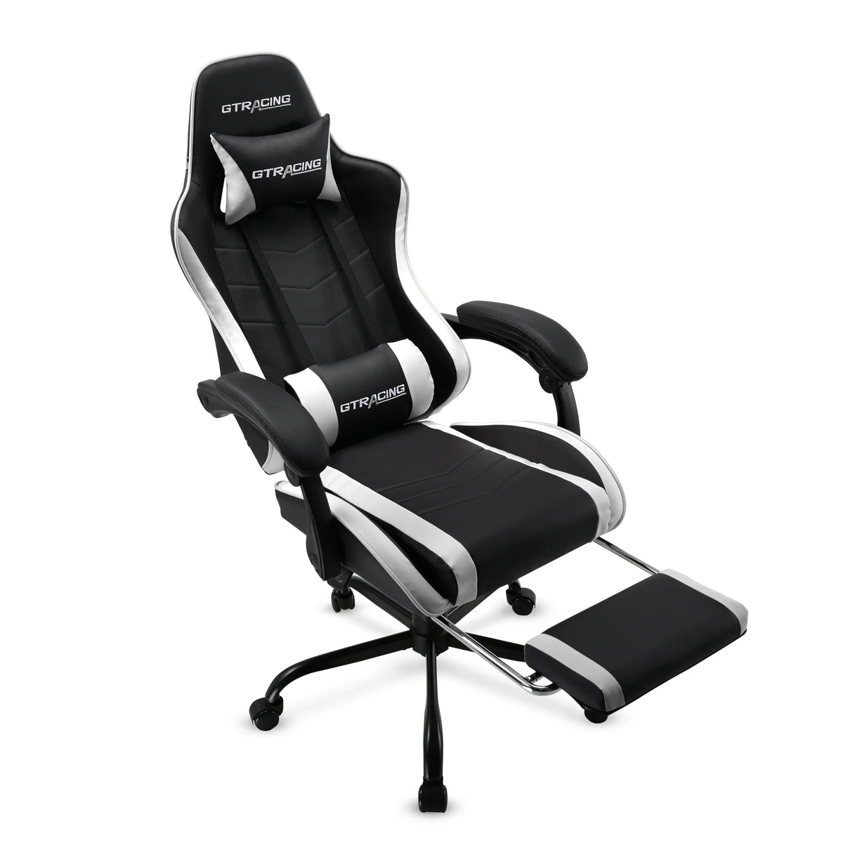 GTRACING GTWD-200 Ergonomic Gaming Chair with Adjustable Pillows and Footrest , White