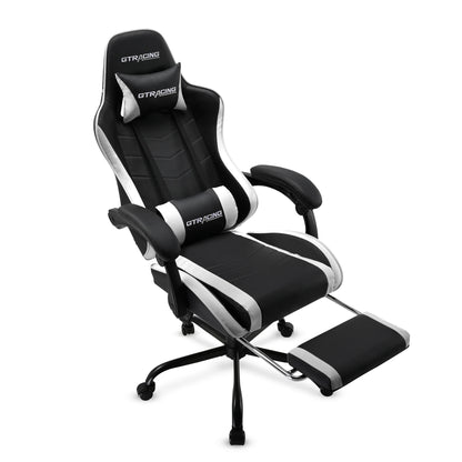 GTRACING GTWD-200 Ergonomic Gaming Chair with Adjustable Pillows and Footrest , White