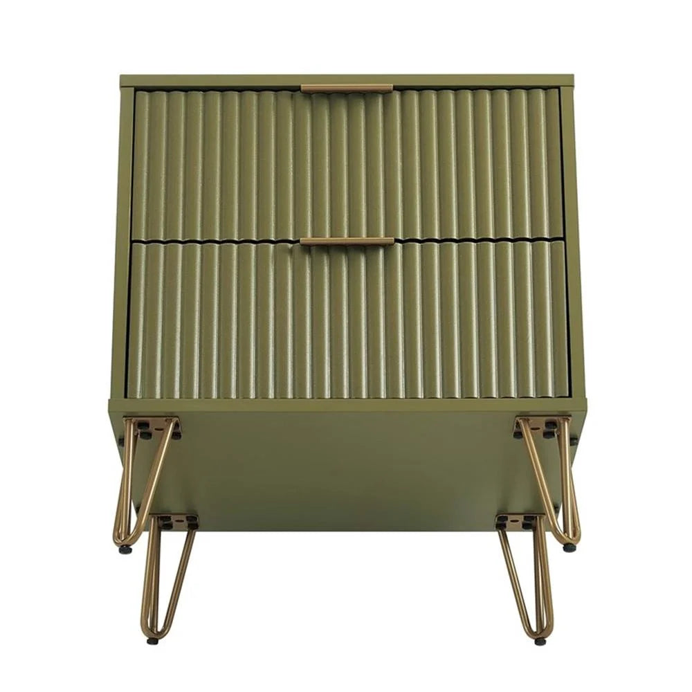 Pemberly Row Nightstand from Engineered Wood in Olive Green - Set of 2