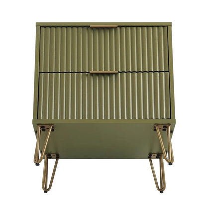 Pemberly Row Nightstand from Engineered Wood in Olive Green - Set of 2