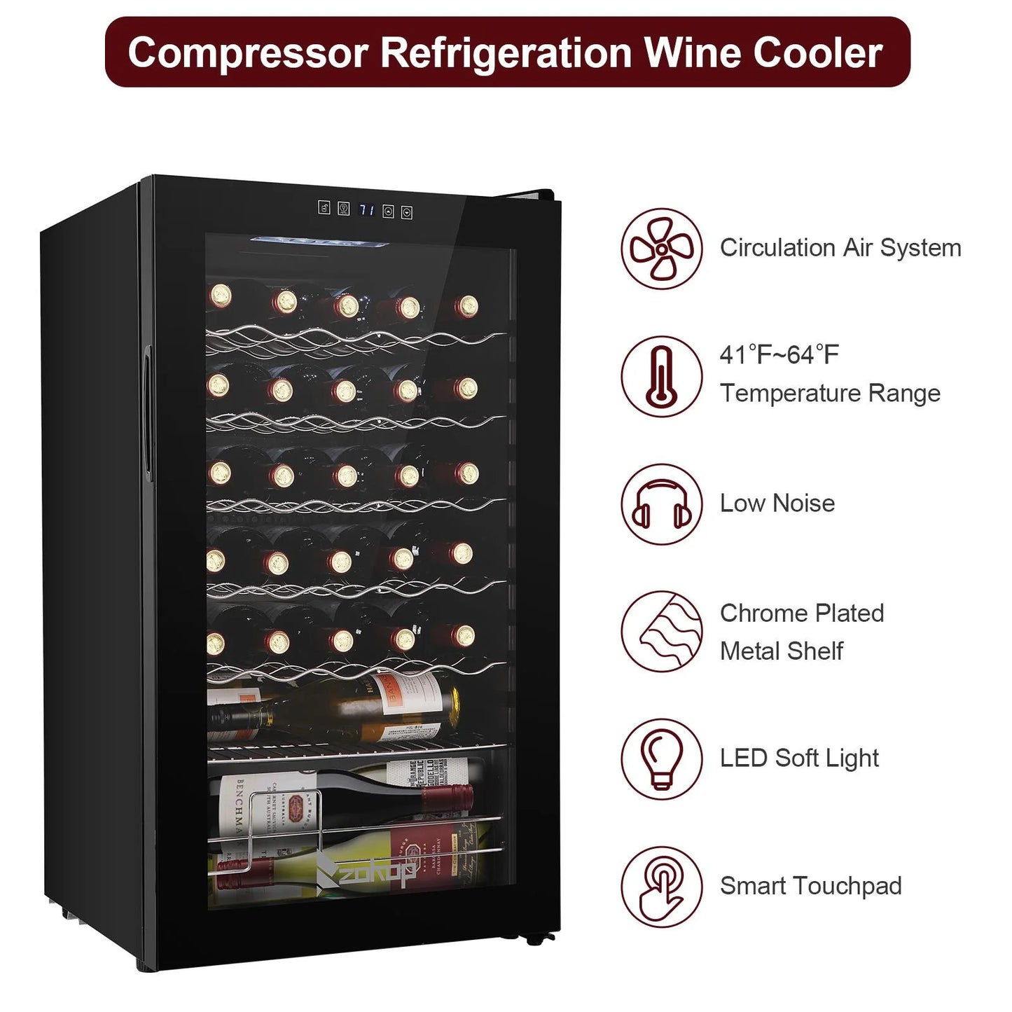 Ktaxon 18 Bottle Compressor Wine Cooler Freestanding Wine Fridge, Fast Cooling, Low Noise