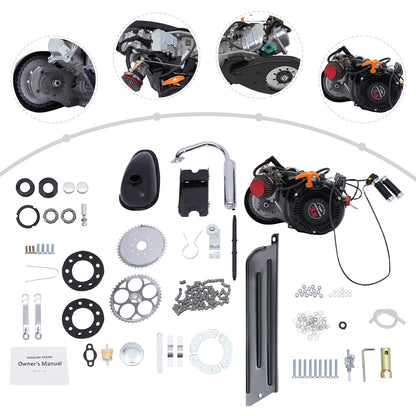 Aiqidi Full Set 100CC 4-Stroke Bicycle Engine Kit Gas Motorized Motor Bike Modified Engine Conversion Kit Chain Drive 3HP 3600Rpm