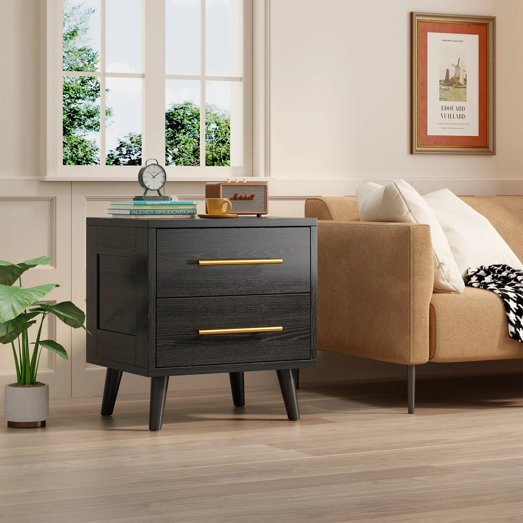 Noelse 3 Piece Bedroom Furniture Set, 6 Drawer Dresser with 2 Nightstands, Modern Wood Storage Organizer with Metal Handles for Bedroom, Living Room,Black