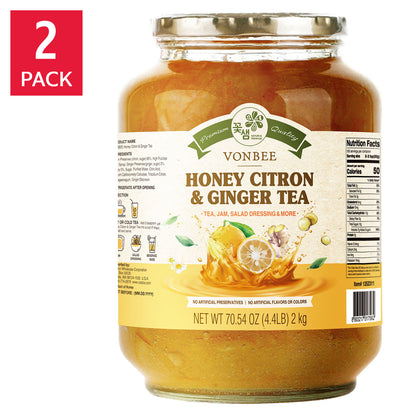 Vonbee Honey Citron & Ginger Tea, 4.4 lb, 2-pack