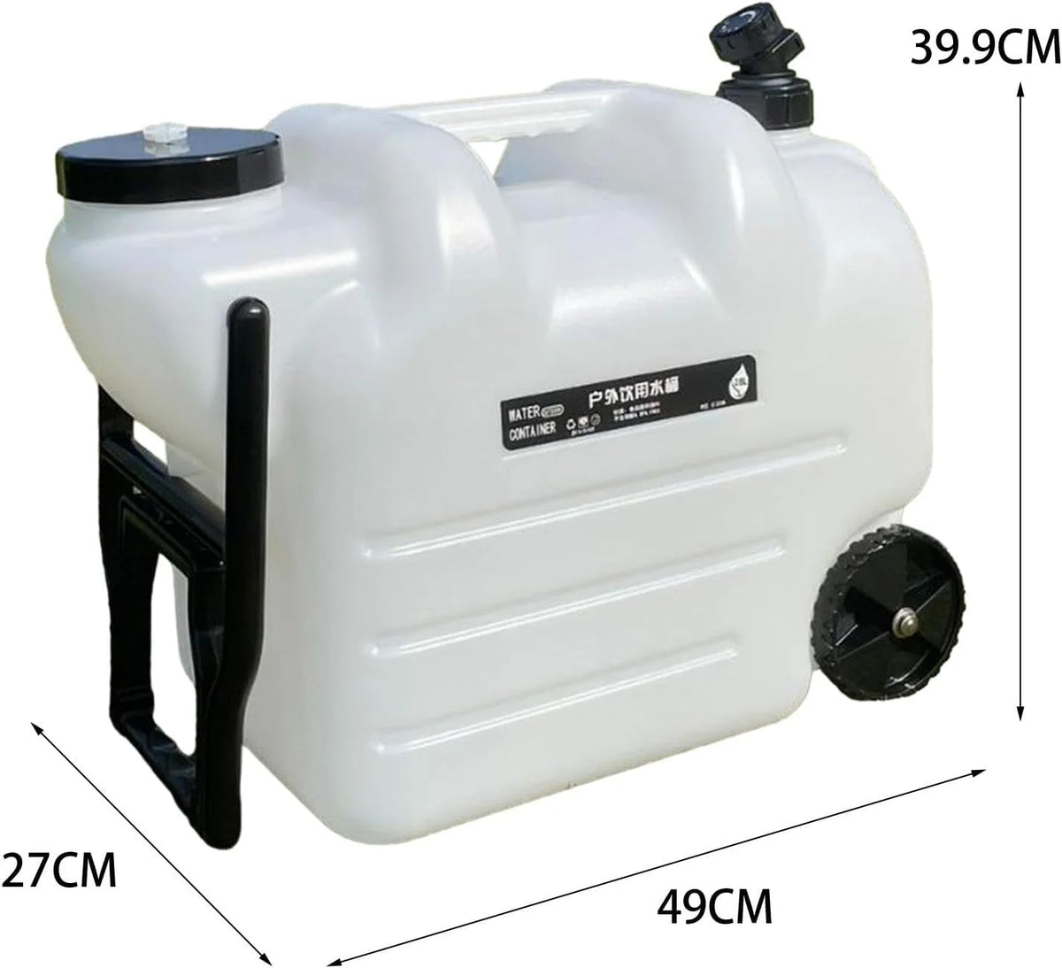 Water Container Water Storage Container Wheeled Pull Rod with Handle Water Barrel Water Jug for Camping Picnic Bath Emergency