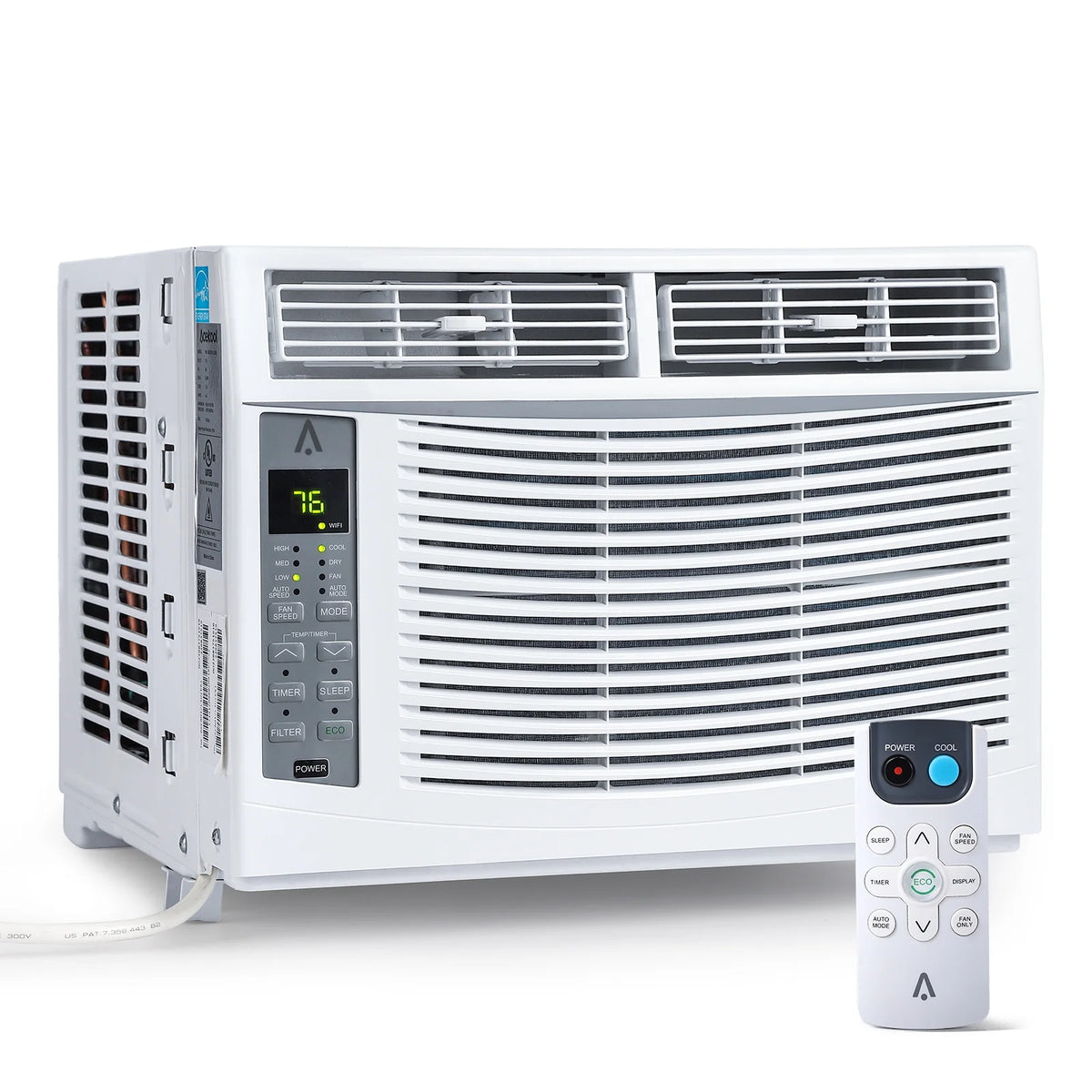 Window AC Unit 6000 BTU, Efficient Cooling Window Air Conditioner with Remote and App Control, Window-Mounted Room Air Conditioner for Rooms up to 250 Sq.ft, 3 Fan Speeds, Easy Install Kits