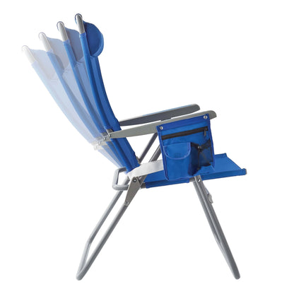 2-Pack Mainstays Reclining 4-Position Oversize Beach Chair, Blue