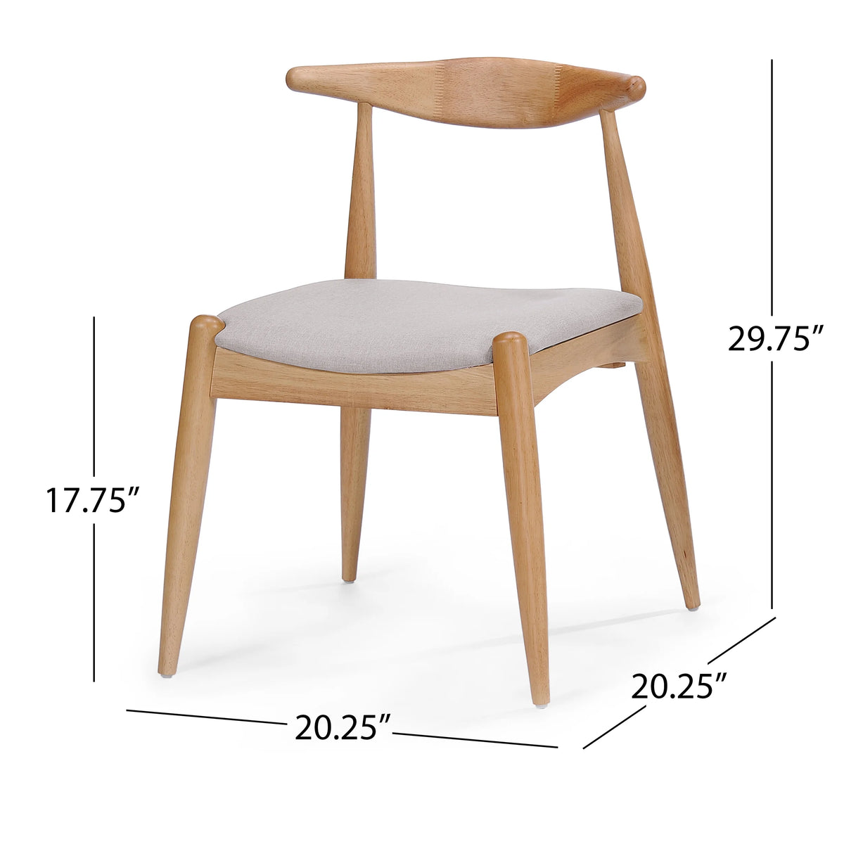 GDF Studio Virgil Mid Century Modern Fabric Upholstered Dining Chairs, Set of 2, Charcoal and Walnut