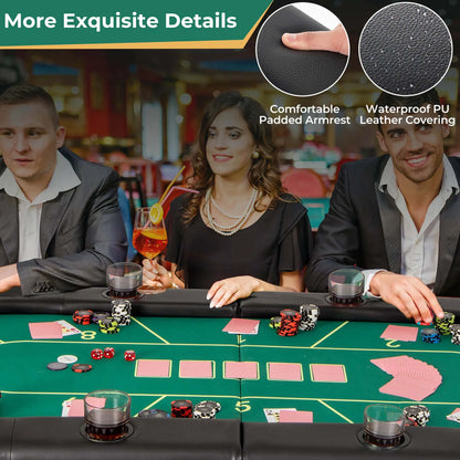 Costway 8 Players Card Board Game Table with 8 Cup Holders Casino-Grade Felt Surface Green
