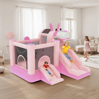 Mukidy 114''x 114'' x 92.5'' Inflatable Bounce Houses for Kids 3-10 with Blower Double Slide and Ball Pit/Indoor Bouncy House, PVC, Child, Teen, Toddler，Blue