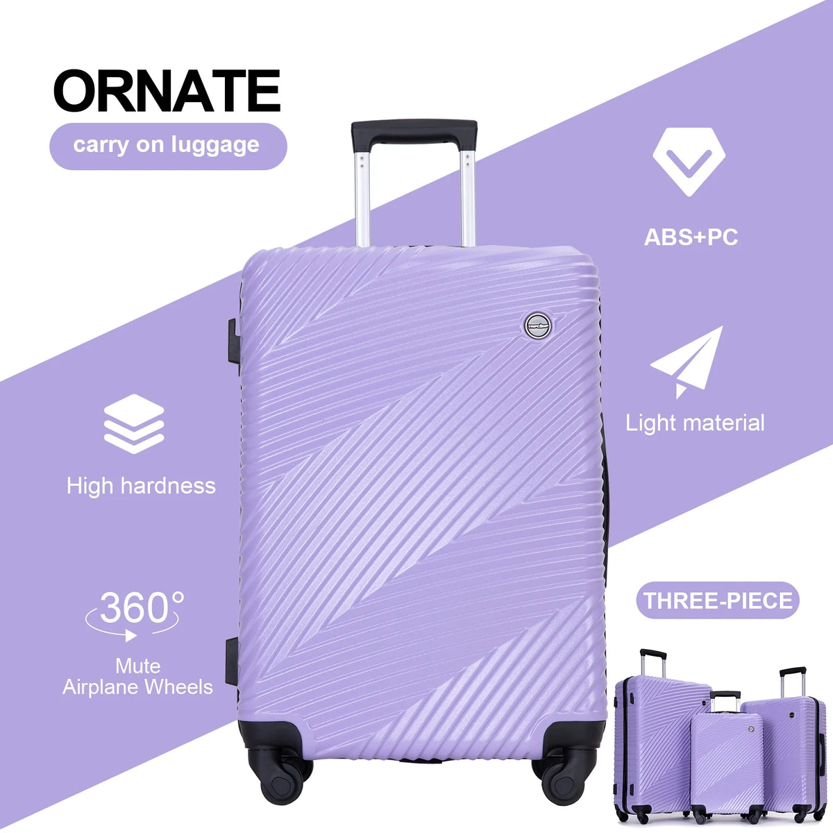 Tripcomp Luggage 3 Piece Set,Suitcase with Spinner Wheels Hardside Lightweight Luggage 20in24in28in.(Blue)