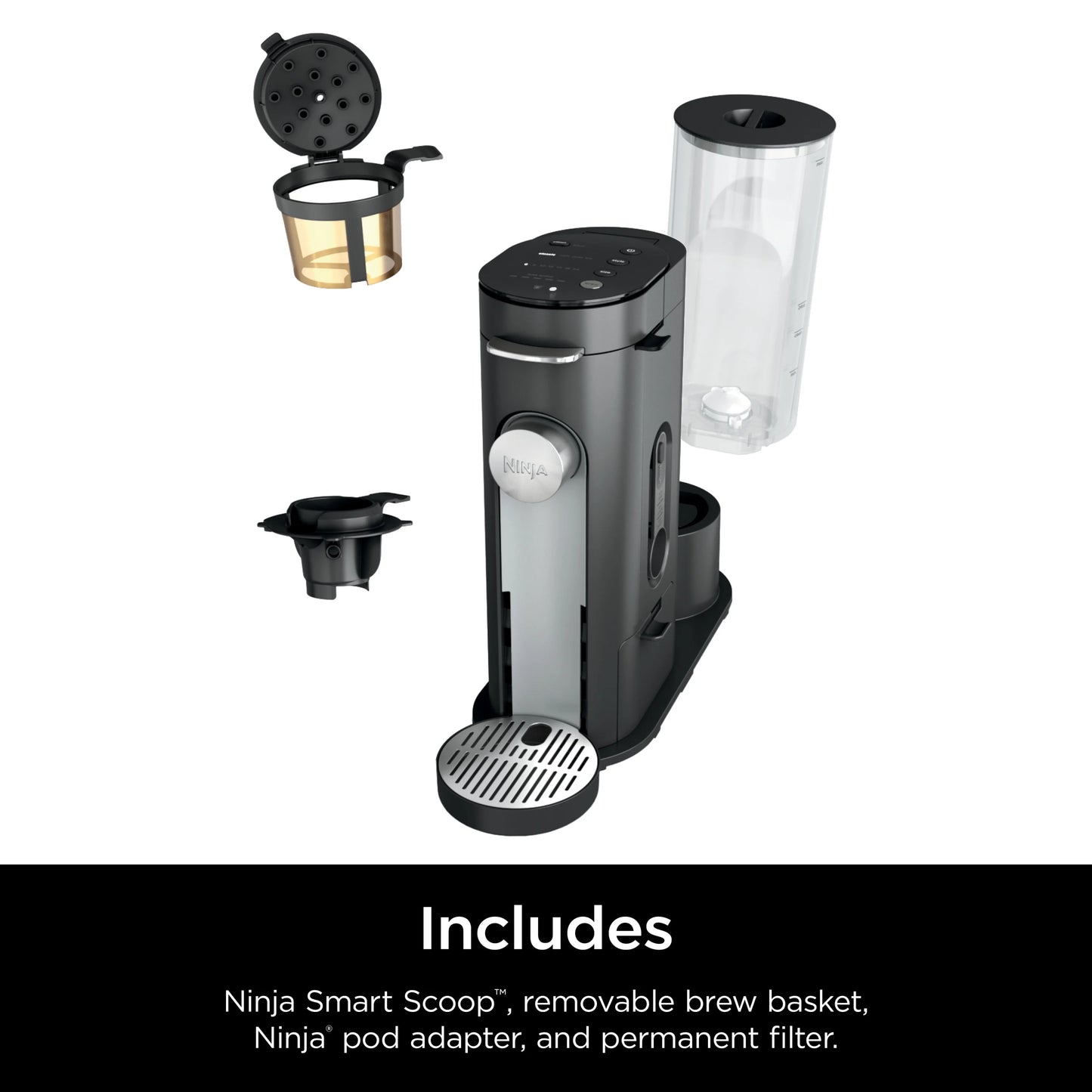 Ninja Pods & Grounds Single-Serve Coffee Brewer, Steam Grey