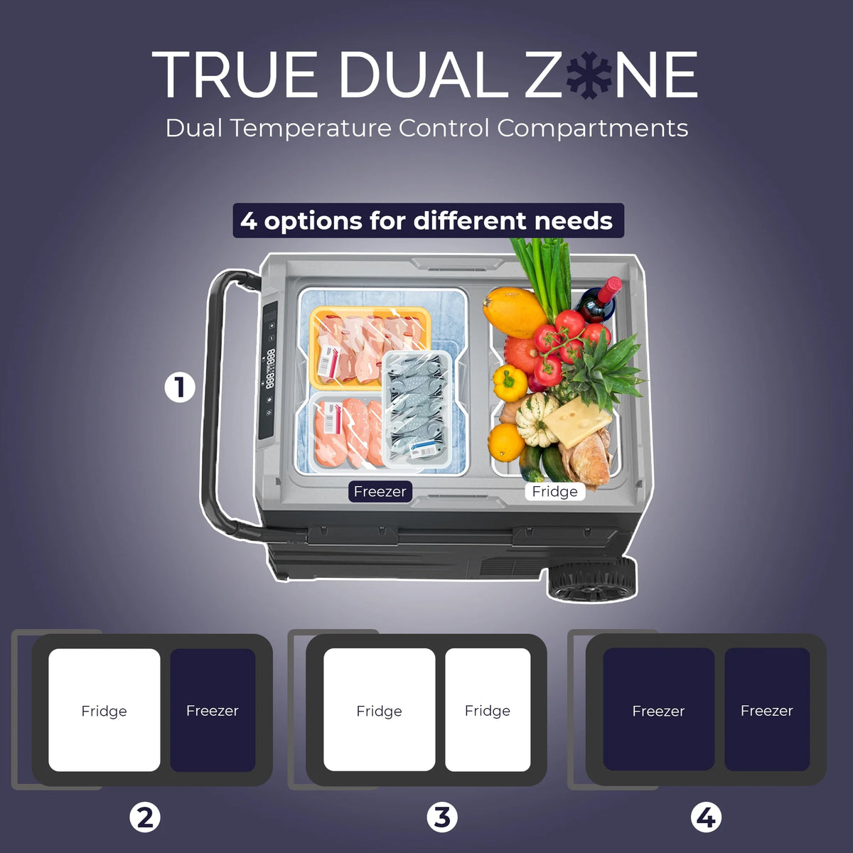 PFRIGO 48 Qt Portable 12v Rolling Cooler with LED Touch Panel, Black