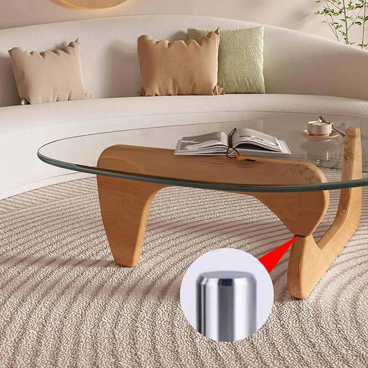 Coffee Tables For Living Room - Triangle Glass Coffee TableWithWoodenBaseMid.Century Modern Abstract End Table For Study RoomOfficeHoteBalcony( Medium 32.3*22.4*15.7)