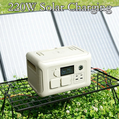 ALLPOWERS Beige R600 Portable Power Station 600W, 299Wh LiFePO4 Battery, Wireless Charging, Solar Generator Charger for Camping, Home Backup, Emergency, off-Grid, Power Outage