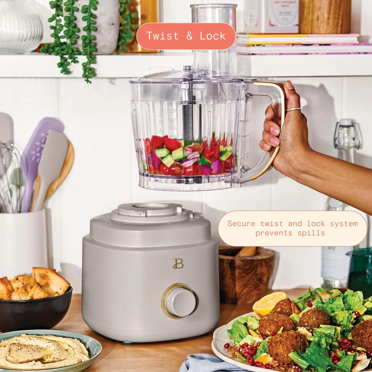 Beautiful 10-Cup Food Processor with Accessories, White Icing by Drew Barrymore