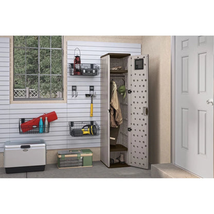 Suncast 72" Resin Outdoor Storage Cabinet with 3 Shelves, Platinum Metallic