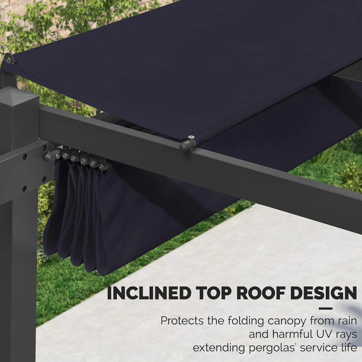 PURPLE LEAF Outdoor Retractable Pergola with Sun Shade Canopy 10' x 13' Patio Aluminum Pergola Shelter for Backyard Deck Garden Modern Metal Grape Trellis Pergola, Beige