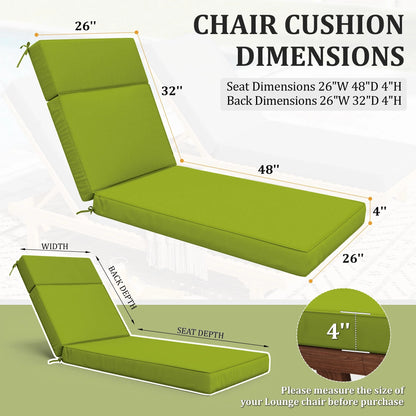 Kimunuk Outdoor Chaise Lounge Cushions set of 2, 80" x 26" x 4" Waterproof Pool Beach Recliner Replacement Cushions with Ties, Navy