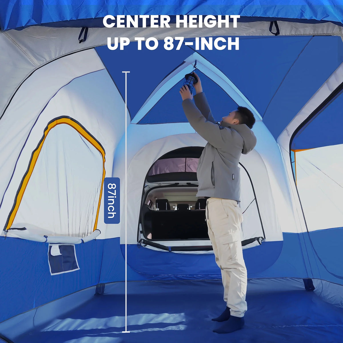 MOPHOTO SUV Tents for Camping 4 People, PU 3000mm Waterproof SUV Tent Attachment Tailgate Tent for Car Jeep Van, Spacious Space 8.2'L x 8.2'W x 7.2'H with 2 Awnings & Double Door
